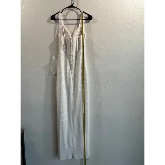 B. Smart White Sequin Gown with Slit & Adjustable Straps — Size 3/4, NWOT - Picture 14 of 16